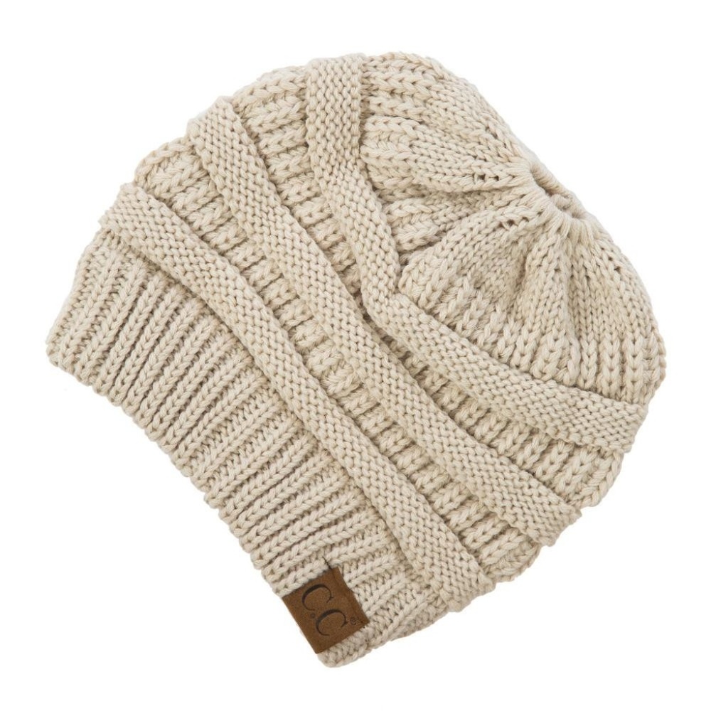 Beige C.C Messy Bun Ponytail Beanie NWT